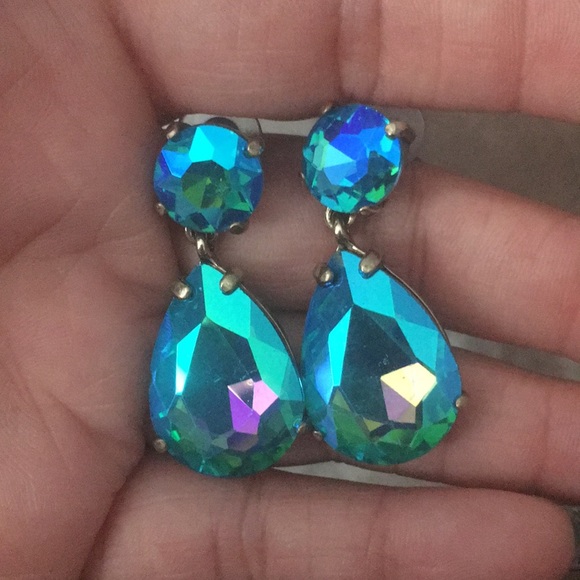 Tear Drop Crystal Earrings. - Picture 2 of 2